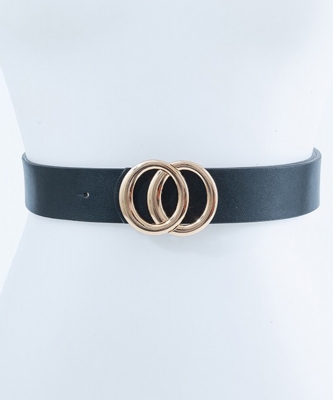 Gold Buckle Belt BT320081 BLACK